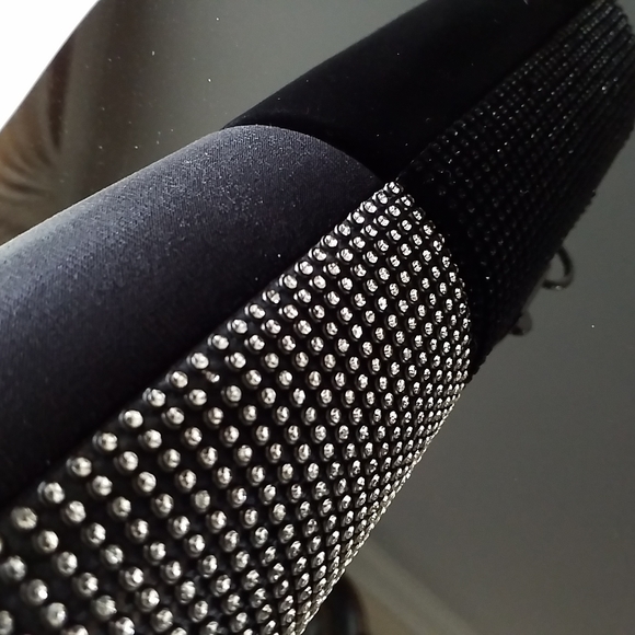 Alessia Rhinestone Bucket Bag Purse. NEW. Black w/ rhinestones, silver hardware. - Picture 8 of 16